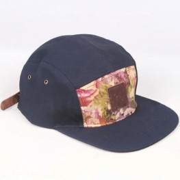 Custom OEM 5 Panel Camp Hat with Leather Patch