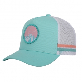 Cotton Striped Embroidered Patch Mesh Trucker Cap