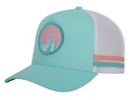 Cotton Striped Embroidered Patch Mesh Trucker Cap